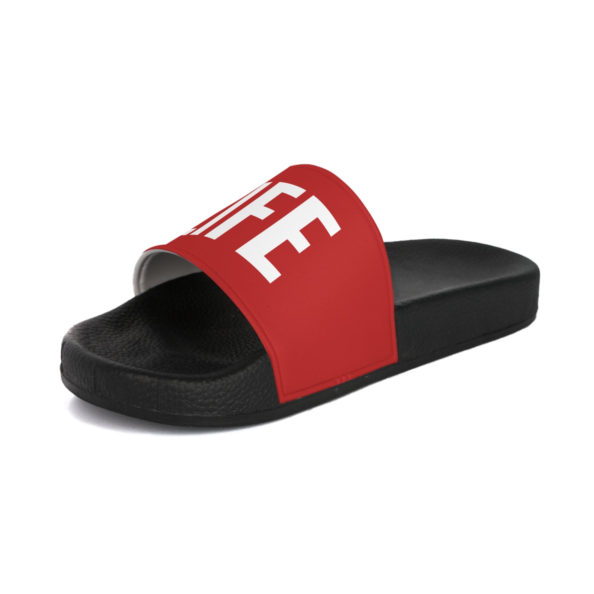 Men's Life Guard Slide Sandals — Red 'LIFE' & 'GUARD' Pool Slides for Men