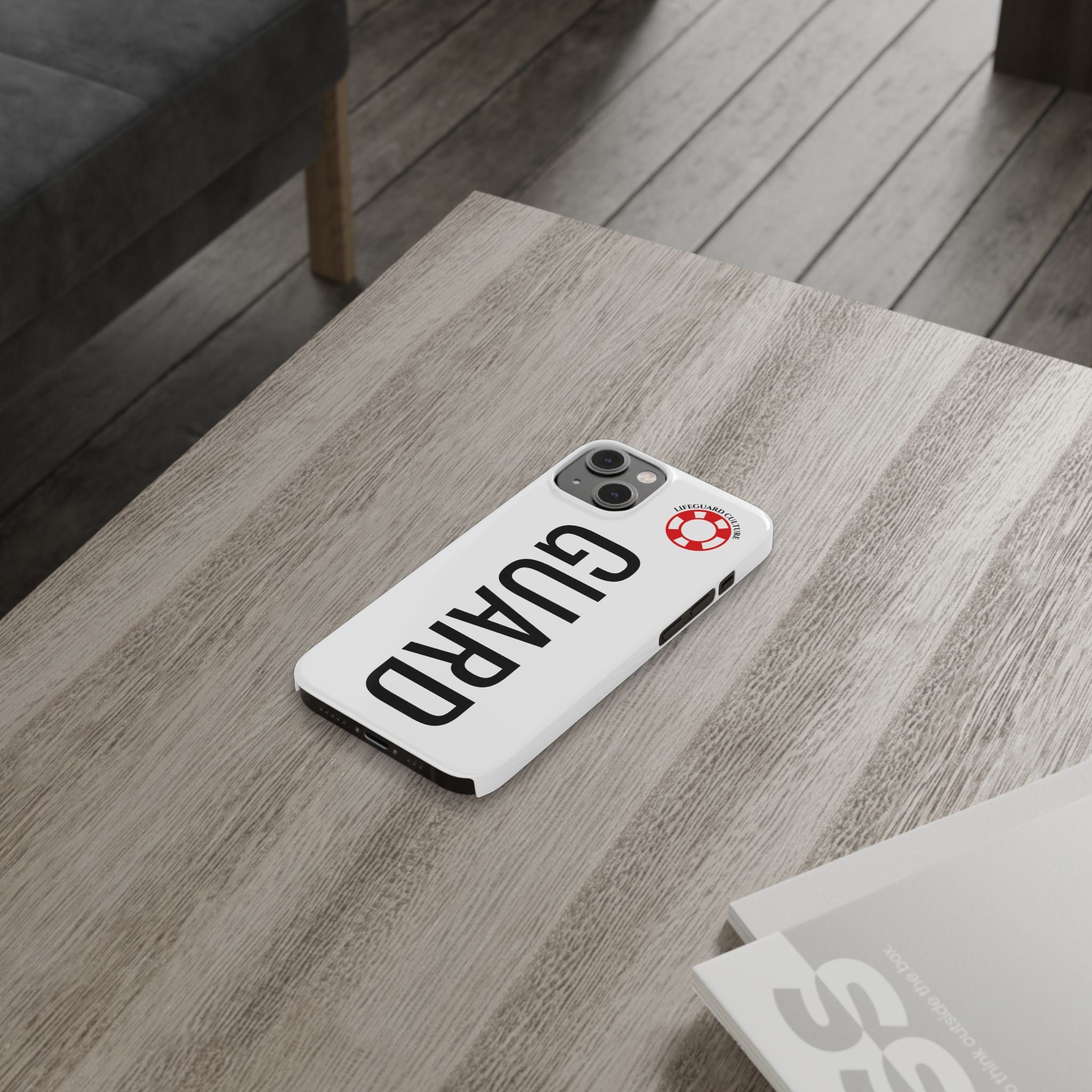Lifeguard Slim Phone Case – Vertical GUARD Text with Red Lifesaver Logo