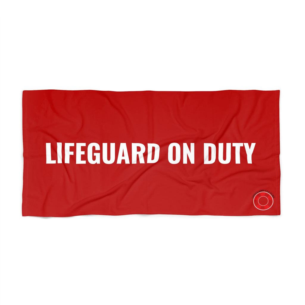 Lifeguard On Duty Beach Towel — Red Rescue Pool & Beach Towel