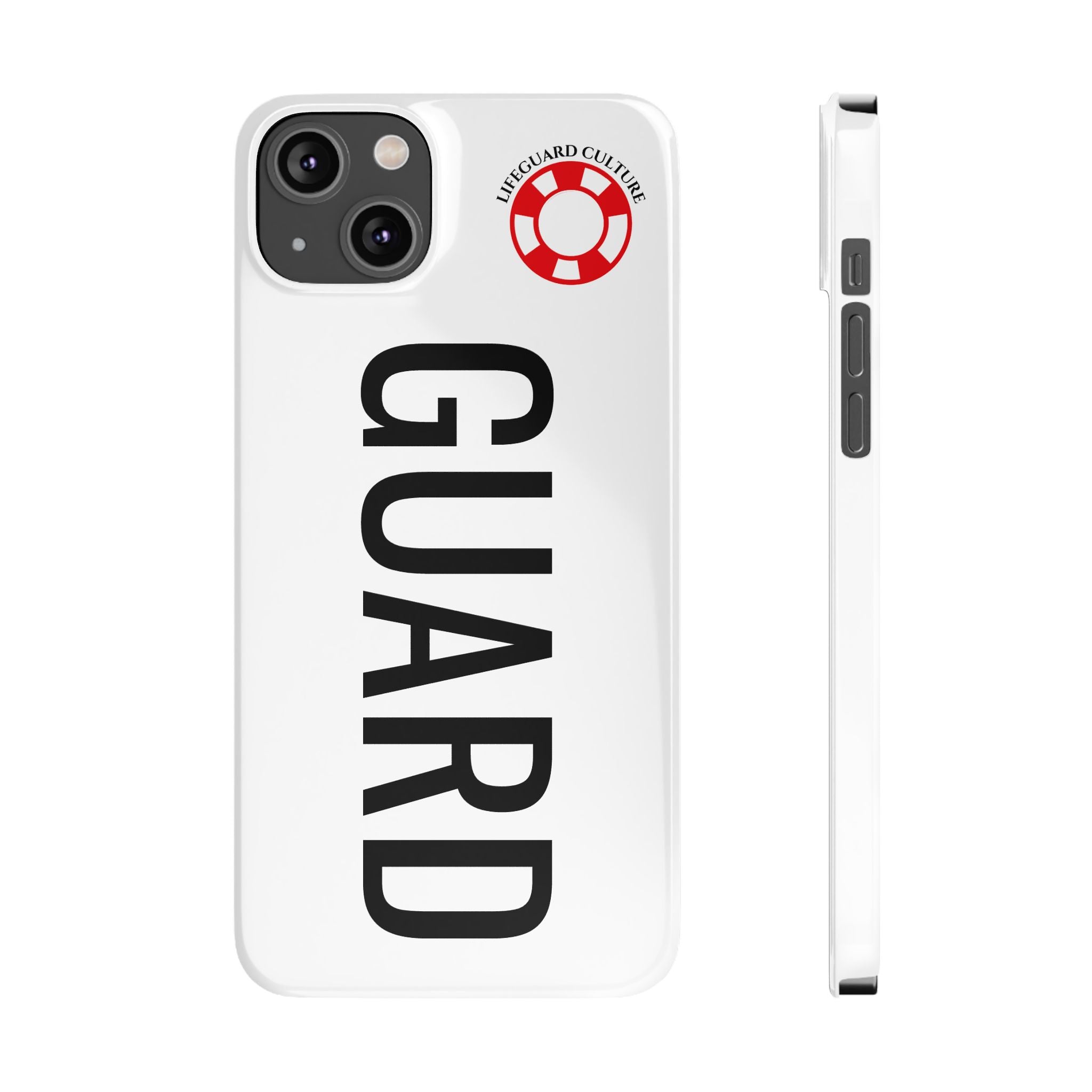 Lifeguard Slim Phone Case – Vertical GUARD Text with Red Lifesaver Logo