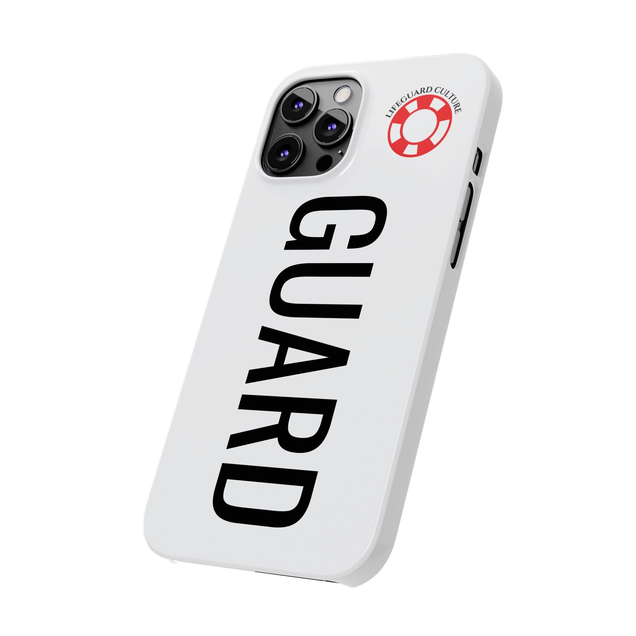 Lifeguard Slim Phone Case – Vertical GUARD Text with Red Lifesaver Logo