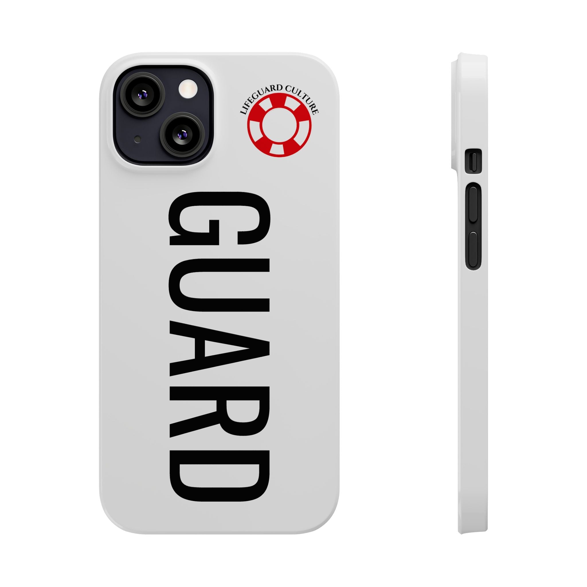 Lifeguard Slim Phone Case – Vertical GUARD Text with Red Lifesaver Logo