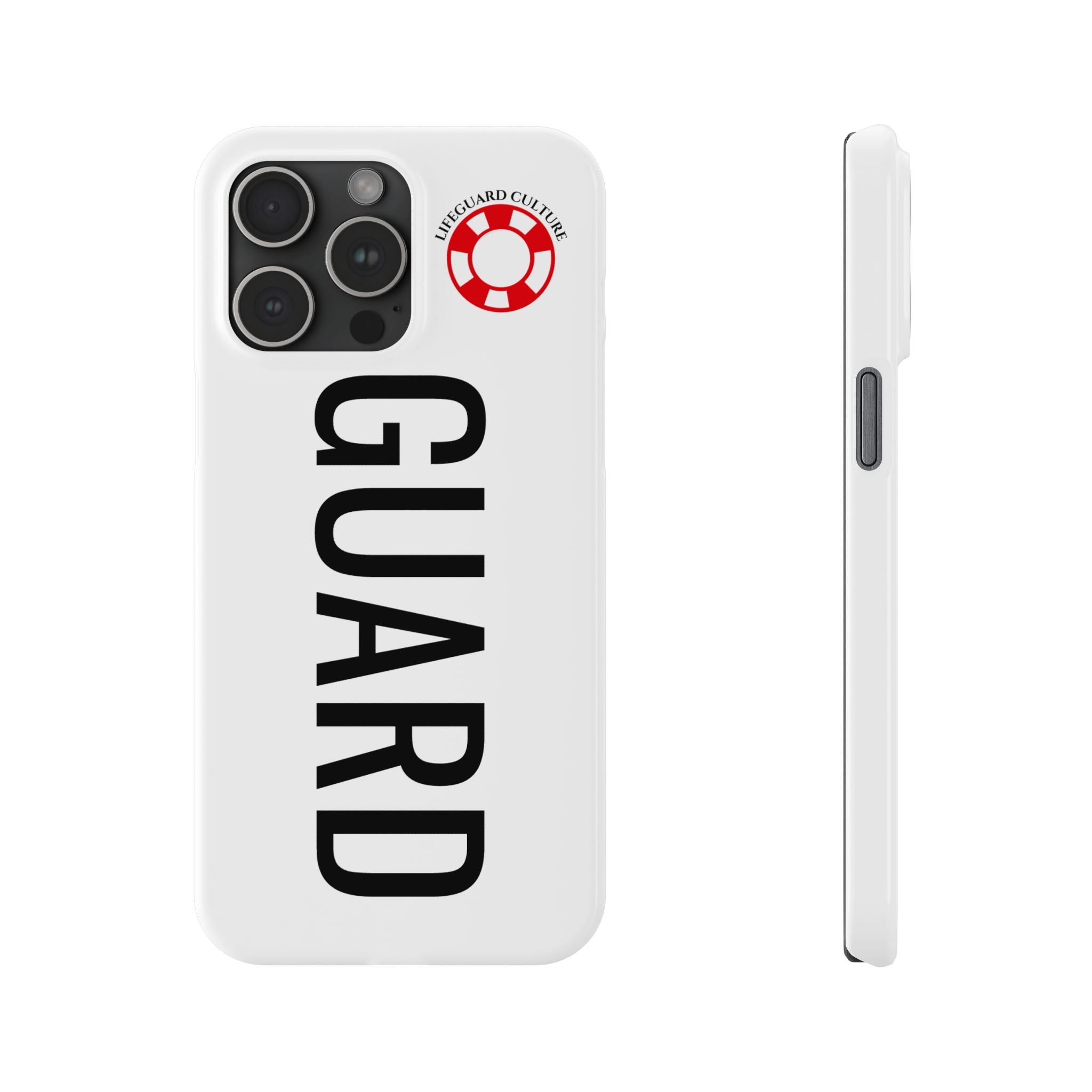 Lifeguard Slim Phone Case – Vertical GUARD Text with Red Lifesaver Logo