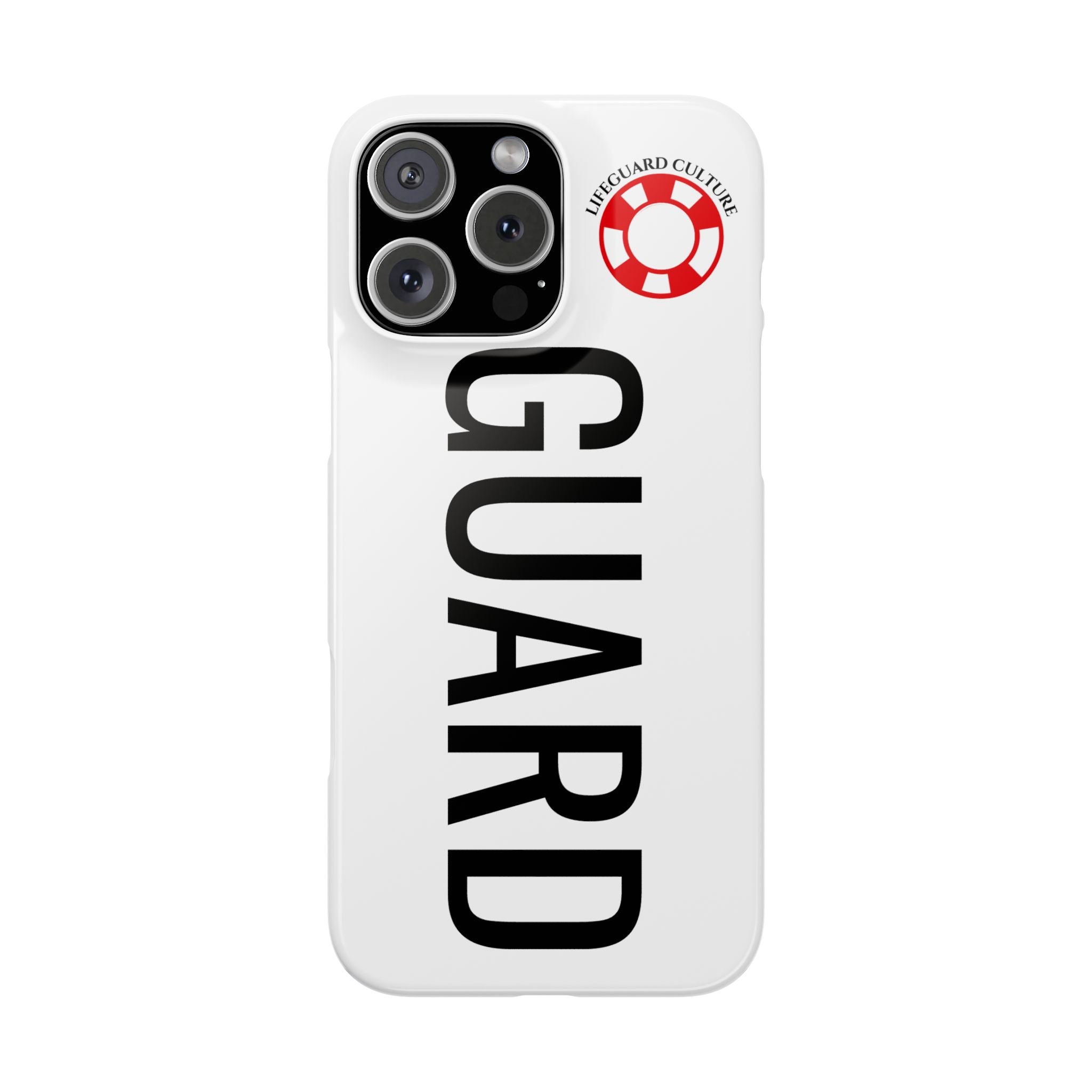 Lifeguard Slim Phone Case – Vertical GUARD Text with Red Lifesaver Logo