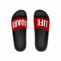 Men's Life Guard Slide Sandals — Red 'LIFE' & 'GUARD' Pool Slides for Men