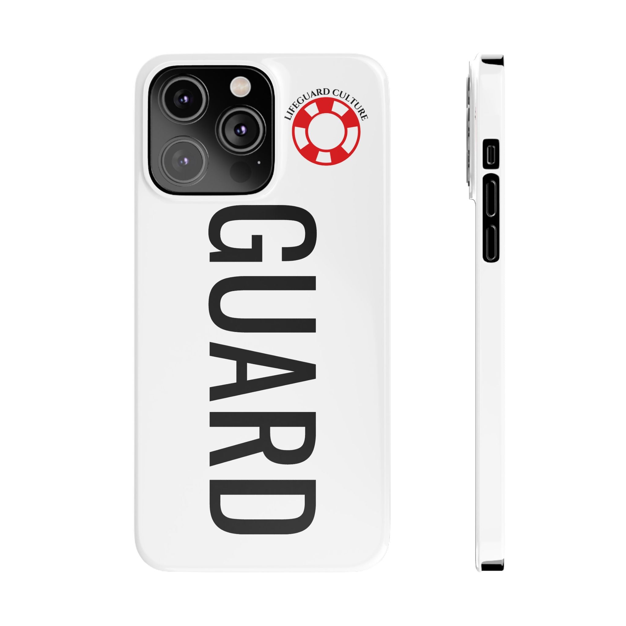 Lifeguard Slim Phone Case – Vertical GUARD Text with Red Lifesaver Logo