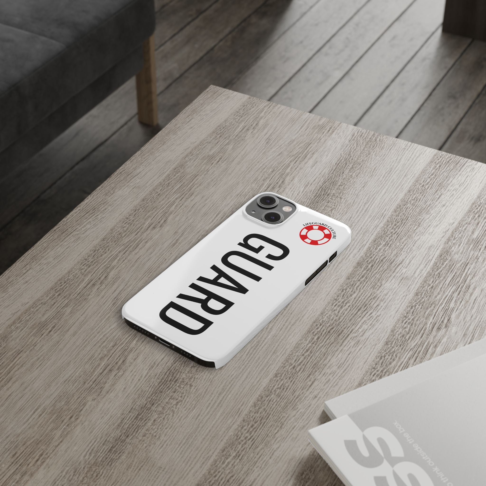 Lifeguard Slim Phone Case – Vertical GUARD Text with Red Lifesaver Logo