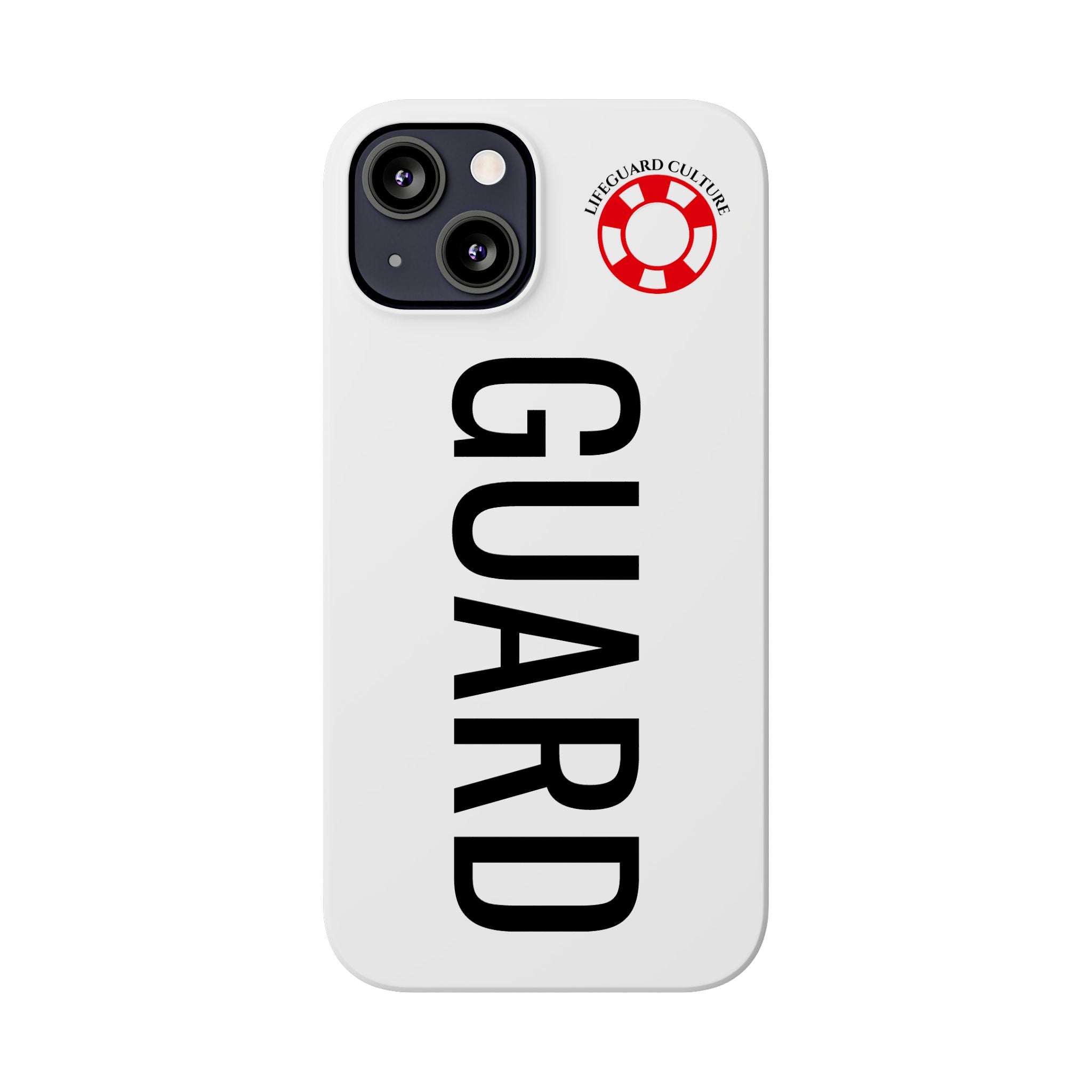 Lifeguard Slim Phone Case – Vertical GUARD Text with Red Lifesaver Logo