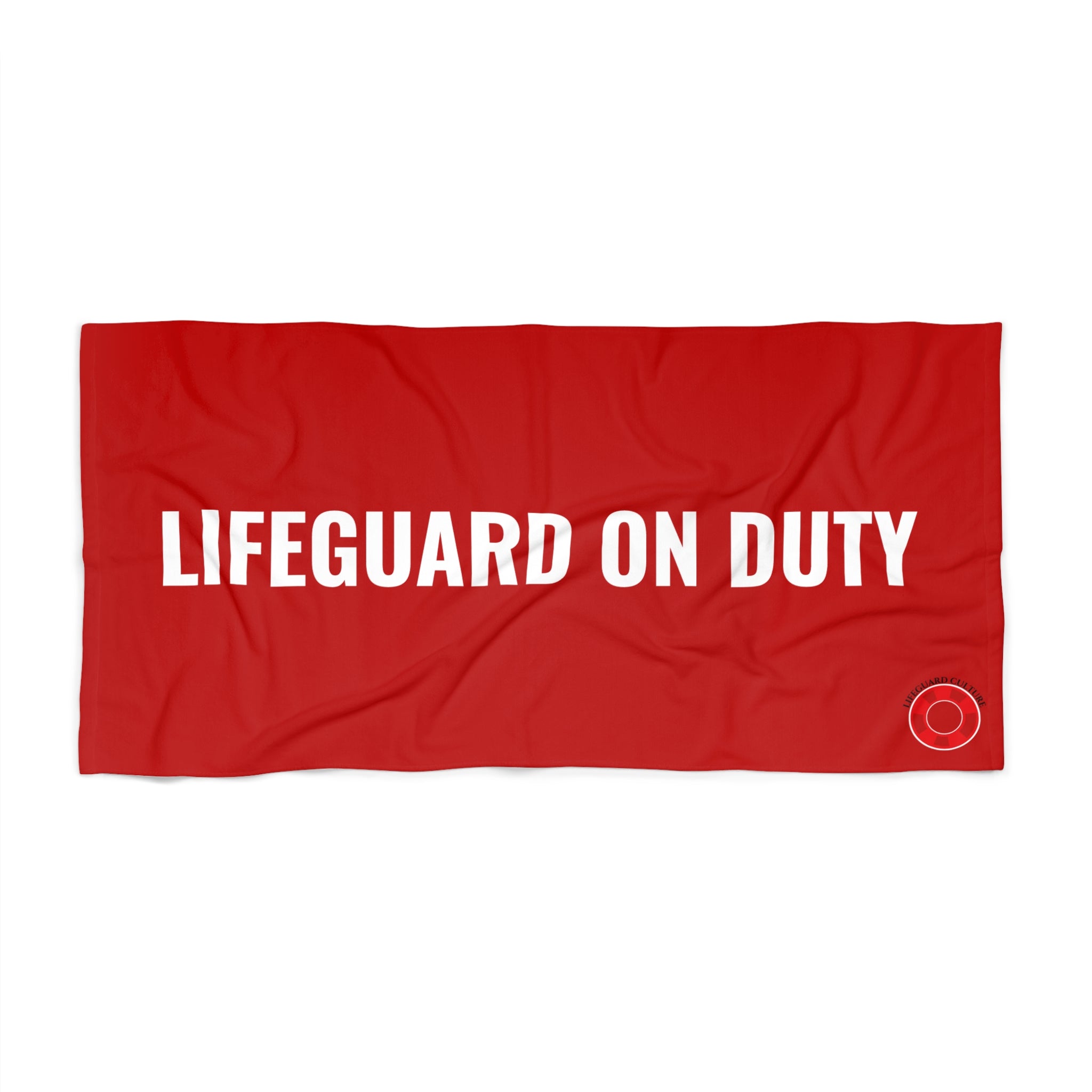 Lifeguard On Duty Beach Towel — Red Rescue Pool & Beach Towel