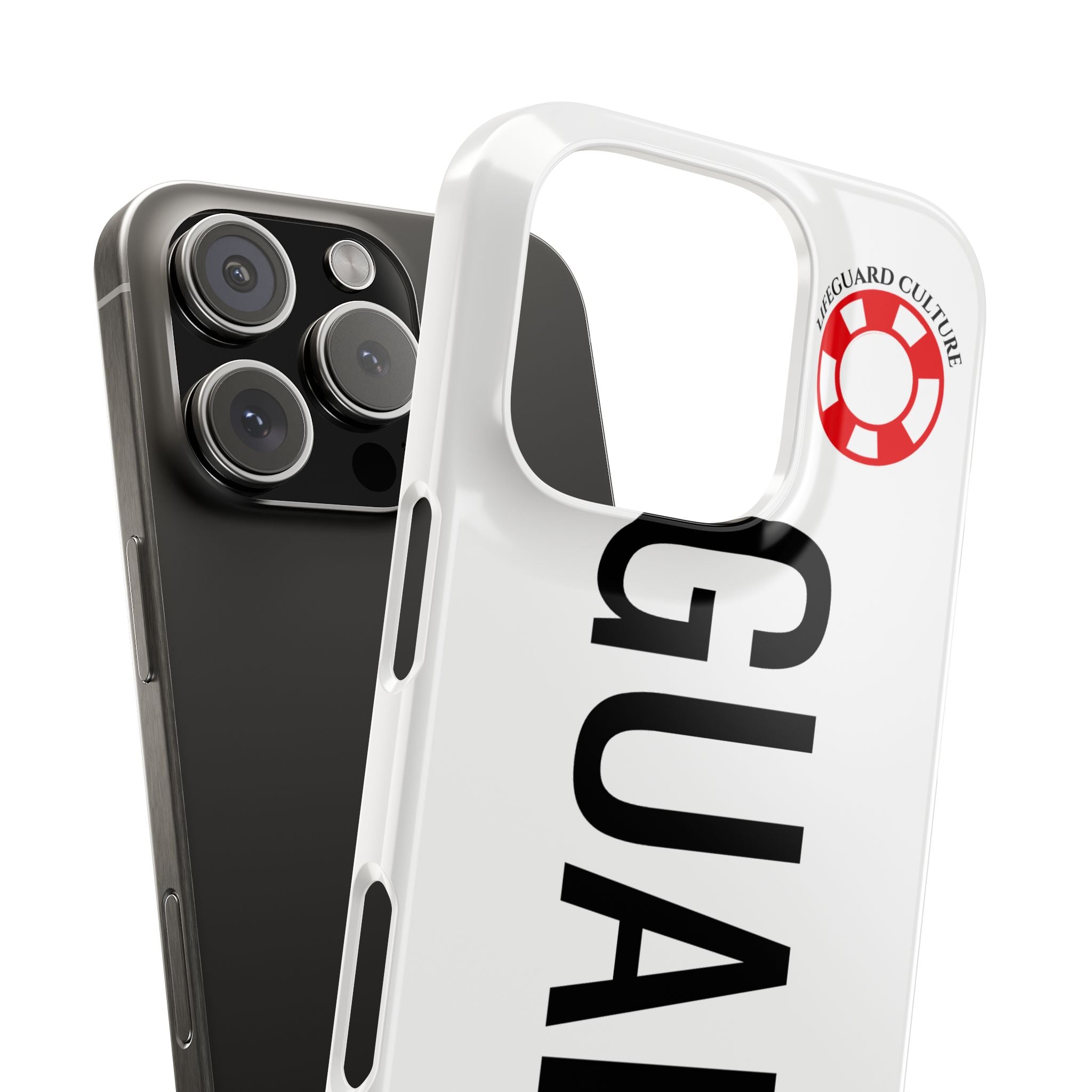 Lifeguard Slim Phone Case – Vertical GUARD Text with Red Lifesaver Logo