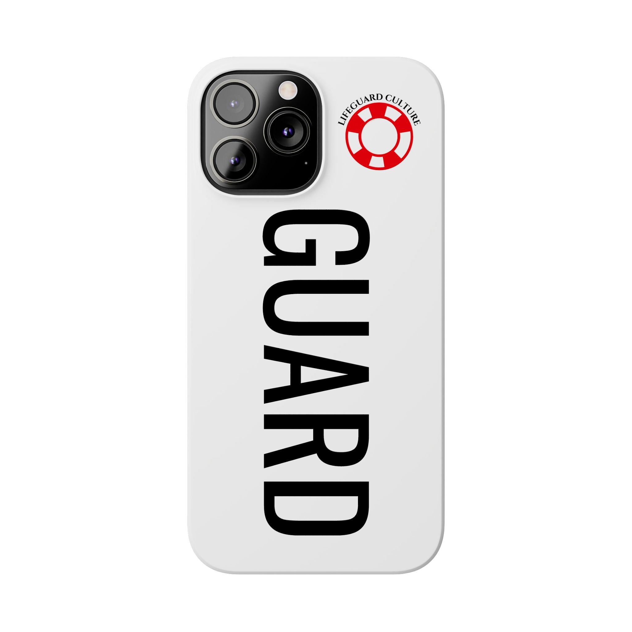 Lifeguard Slim Phone Case – Vertical GUARD Text with Red Lifesaver Logo