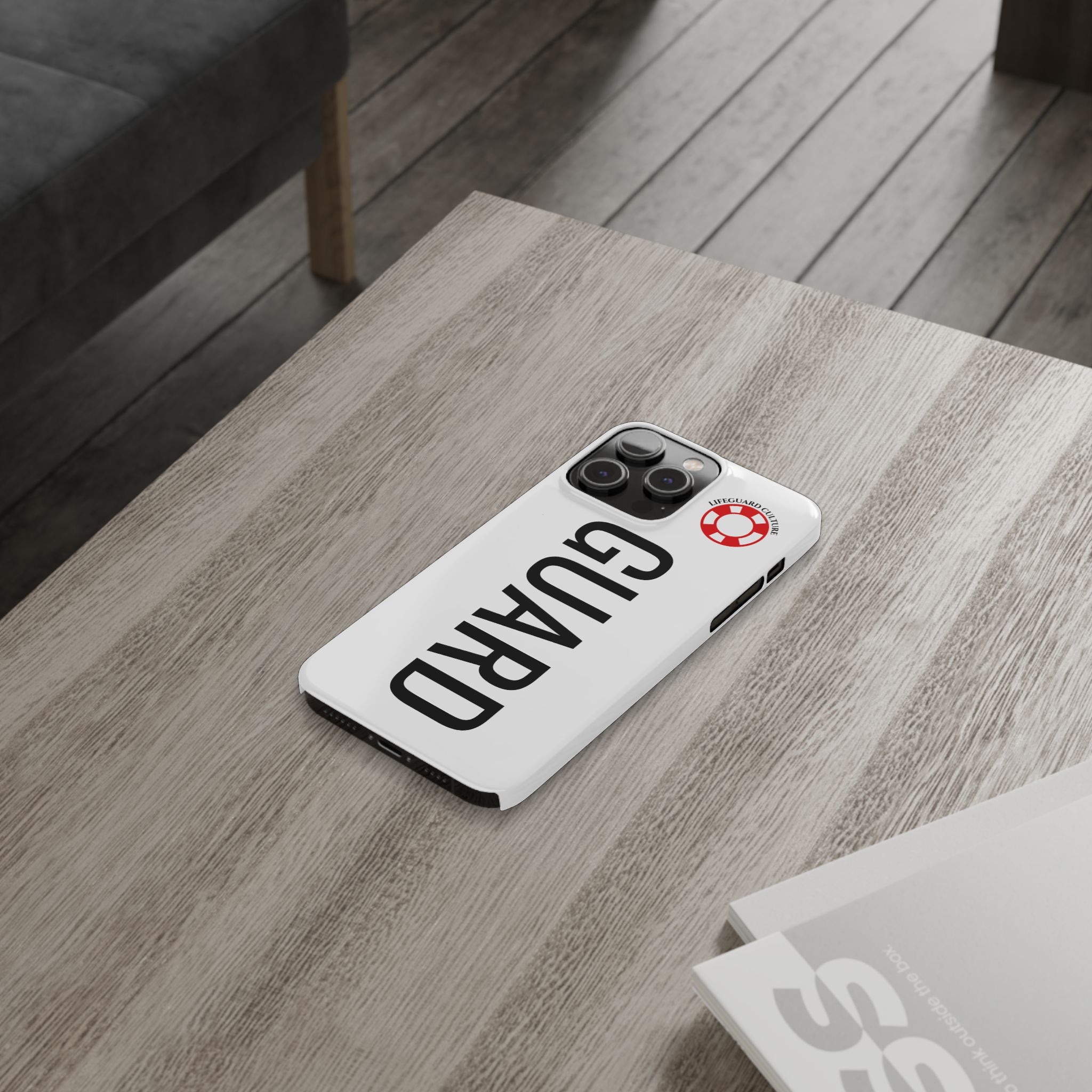 Lifeguard Slim Phone Case – Vertical GUARD Text with Red Lifesaver Logo