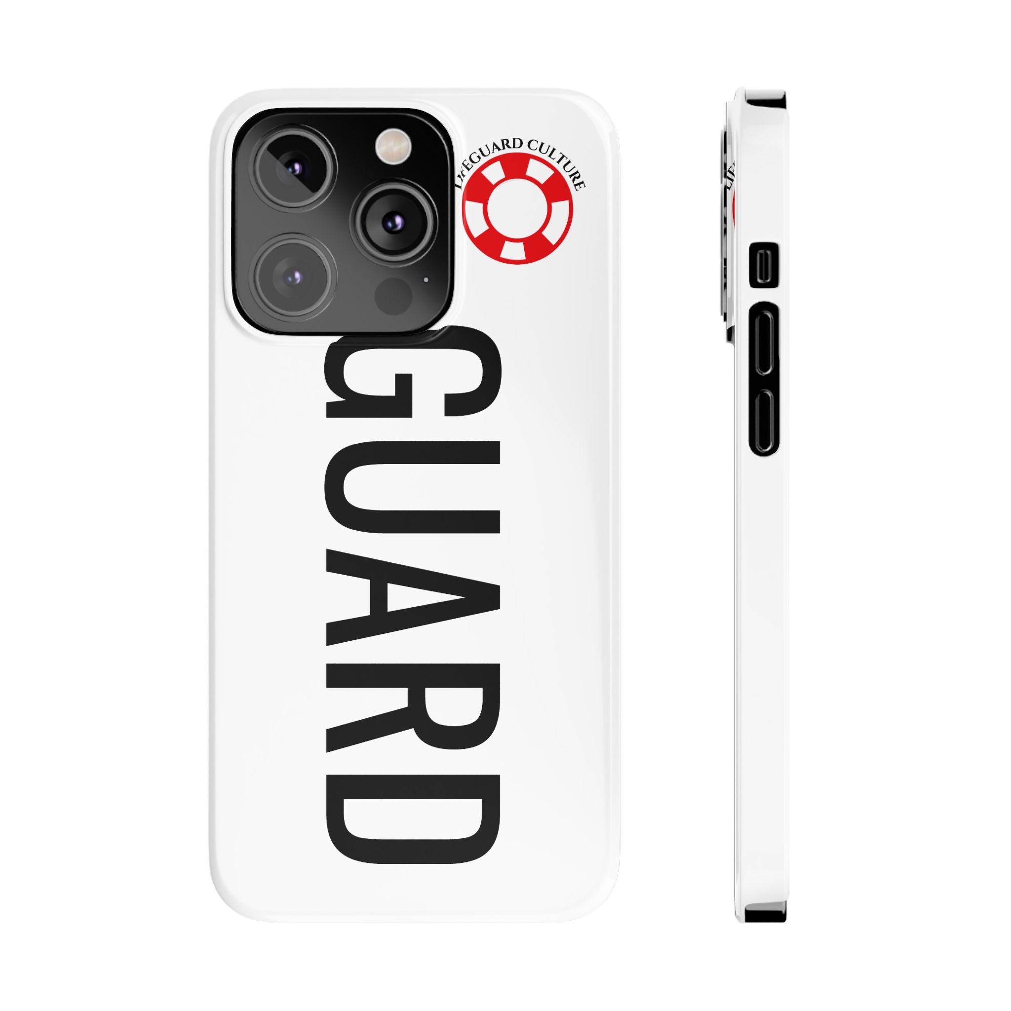 Lifeguard Slim Phone Case – Vertical GUARD Text with Red Lifesaver Logo