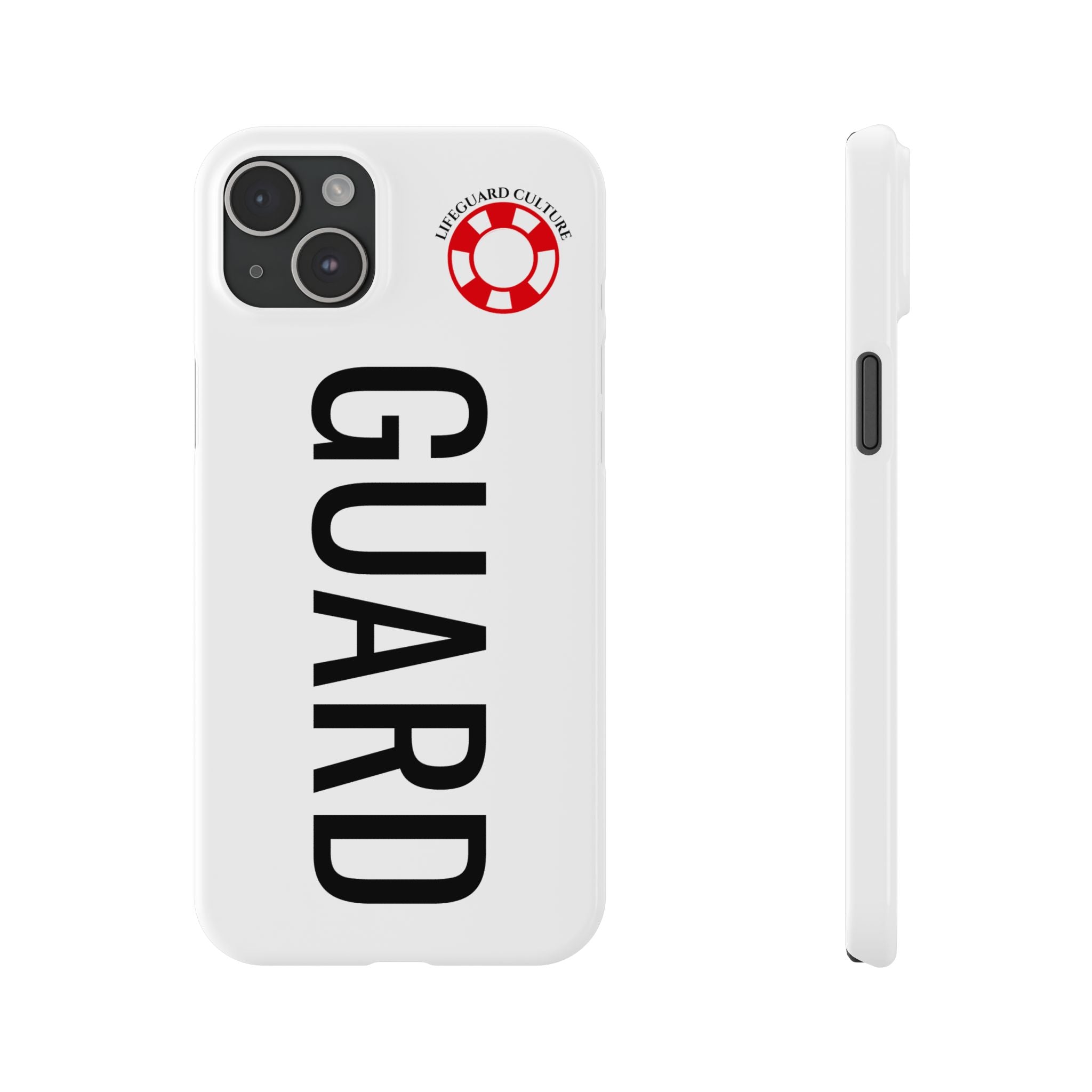 Lifeguard Slim Phone Case – Vertical GUARD Text with Red Lifesaver Logo